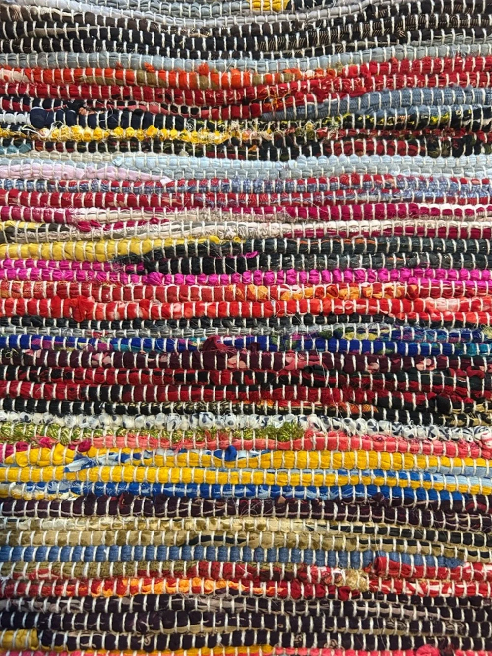 Handwoven Multicolor Rag Rug with Fringe